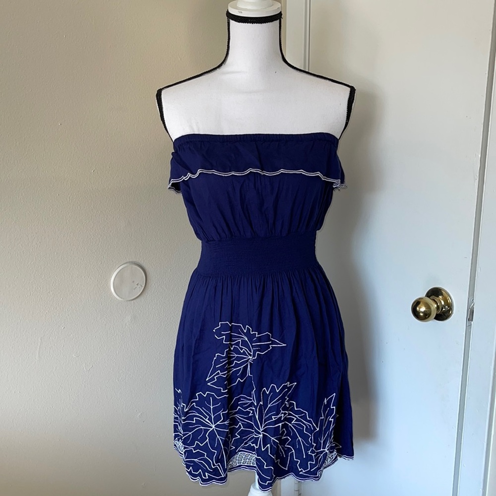 Gianni Bini Navy Blue Strapless Dress Size S